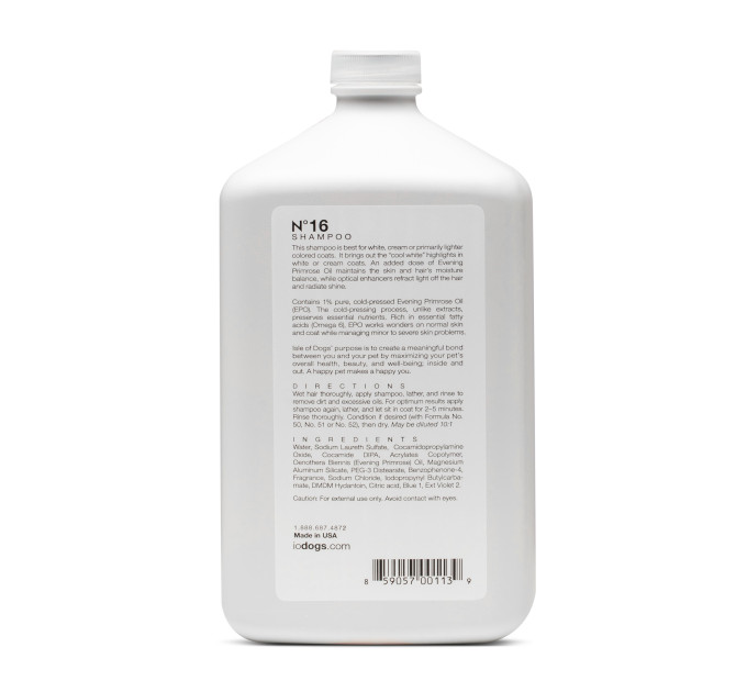 Шампунь Isle of Dogs для білої шерсті собак №16 з олією Вечірньої примули 1 літр