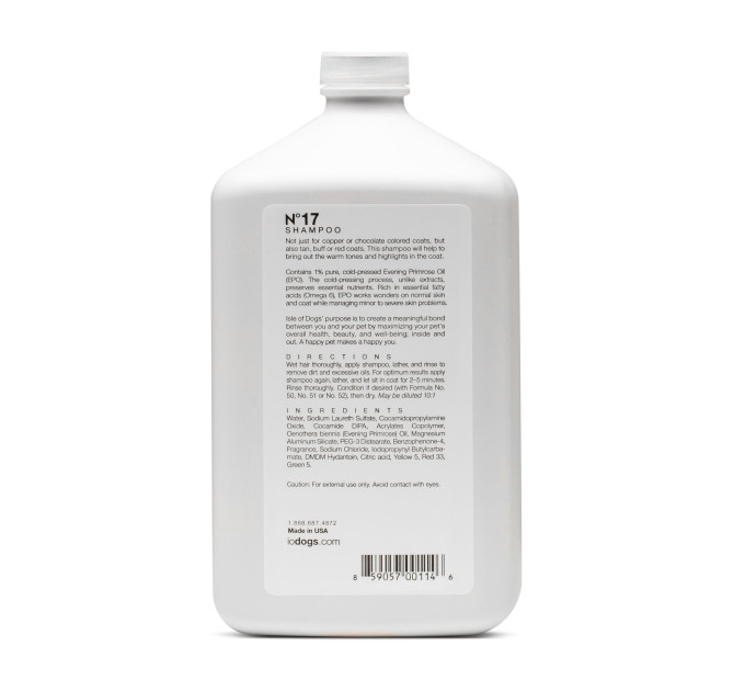 Шампунь Isle of Dogs з олією Вечірньої Примули № 17 для коричневої шерсті собак 1літр