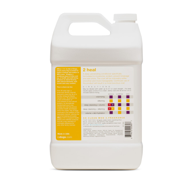 Кондиціонер Isle Of Dogs 2 Heal для шовковистої шерсті собак із лінії Salon 3.78 л галон