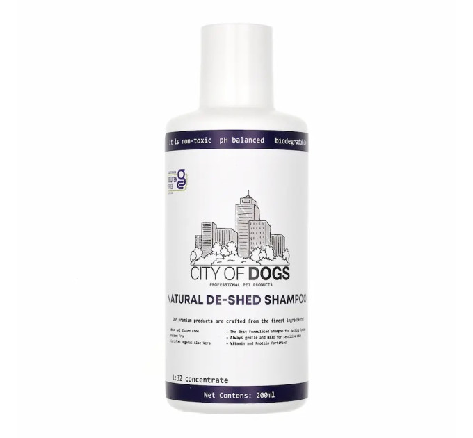 Шампунь для експрес-линьки City of Dogs Natural De-Shed, 200 мл