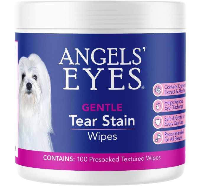 Вологі серветки для видалення слізних доріжок Angels' Eyes Gentle Tear Stain Wipes для собак 100 штук